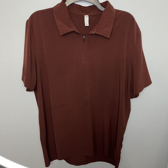 Stylus 1/4 Zip Polo Lightweight Shirt Mens Large Burgundy Red Short Sleeve Poly - Picture 2 of 10